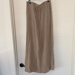 Zara Light Beige Tie-Waist Maxi Skirt